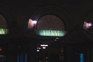a sign in a tunnel